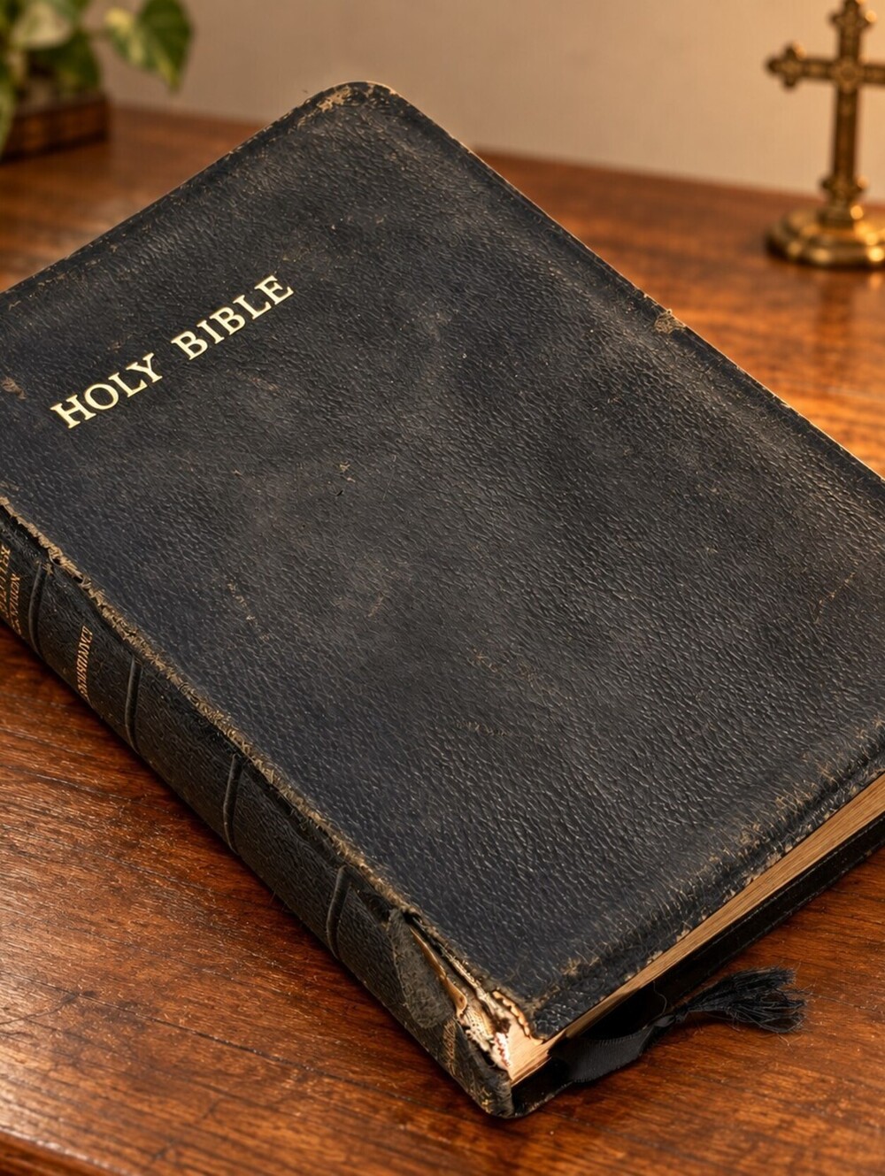 Cambridge Holy Bible Concordance French Morocco Leather Black KJV Vintage